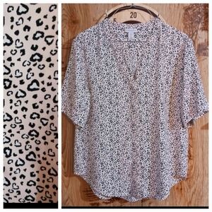 Carolina Belle Valentines Day Blush Pink Leopard Print Hearts Top